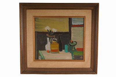 Shmuel Tepler - Modernist Abstract Still Life. Item/Description: Original, Mid-Century modern 
