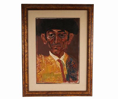 Moshe Gat - Portrait of a Matador O/C. Item/Description: Original, figurative expressionism oil 
