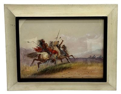 Signed A J Miller The Blackfeet Watercolor. Item Description: Original signed and framed 