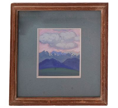 Winold Reiss - Winter Night Landscape. Item/Description: Original tempera painting titled 