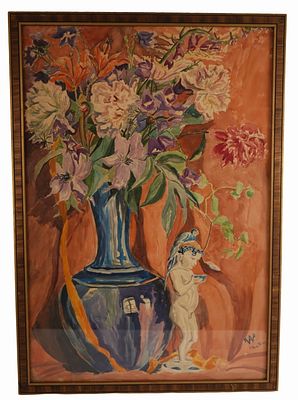 Artist Signed Still Life Watercolor. Item/Description: Original, framed floral still life 