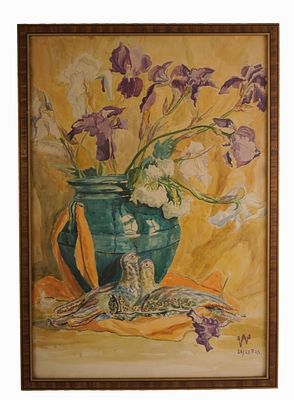 Artist Signed Watercolor Still Life. Item/Description: Floral still life watercolor painting 