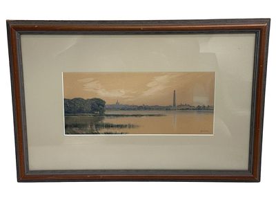 James Henry Moser - Wahington DC Skyline W/C. Item/Description: Cityscape watercolor painting 