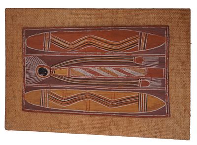Australian Aboriginal Bark Painting. Item/Description: Original Oceanian artwork titled "Morning 