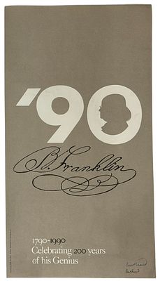Artist Signed Paul Rand '90 B. Franklin IBM Poster. Item/Description: Original, iconic offset 