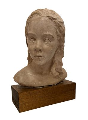 Jeanne Gevaert - Bust of Woman Sculpture. Item/Description: Sculpture features the head of a 