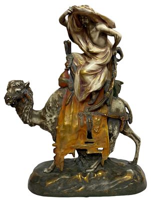 Imperial Amphora Austria Earthenware, Camel Rider. Item/Description: Austrian Art Nouveau 