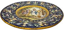 19th C Italian Majolica Charger - 25 in Diameter. Item/Description: Large allegorical Italian Image - 1