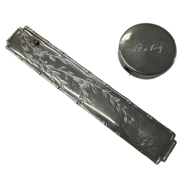 Tiffany & Co. Sterling 18K Bookmark, Tape Measure. Item/Description: This monogrammed Sterling 