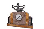 Art Deco French Marble Mantle Clock Garniture. Item/Description: French Art Deco marble mantle Image - 5