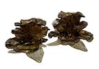 Murano Glass Rose Candle Holders. Item/Description: Murano art glass candle holders, featuring Image - 3