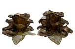 Murano Glass Rose Candle Holders. Item/Description: Murano art glass candle holders, featuring Image - 4