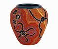 Australian Blue Gum Designs Ceramic Vase. Item/Description: Australian Aboriginal contemporary Image - 1