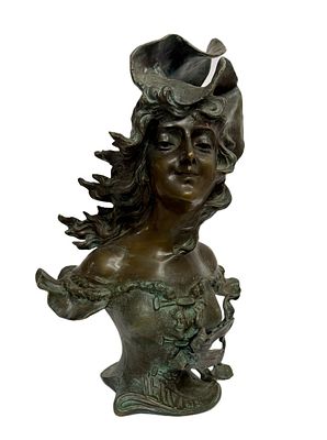 Franz Iffland - Art Nouveau Bronze "L'hiver". Item/Description: Bronze Art Nouveau sculpture. 