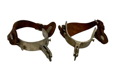 Crockett Bit & Spur Co. Nickel Cowboy Spurs. Item/Description: Matched pair of vintage Crocket 