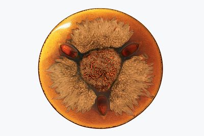 MCM Edward Star Enamel on Copper Dish. Item/Description: Mid-century modern enamel on copper 
