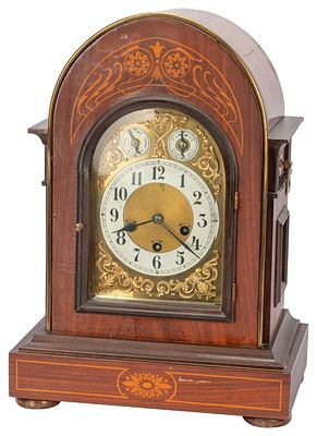 Junghans Arts & Crafts Inlay Mantel Clock. Item/Description: Handcrafted Junghans mantel clock 