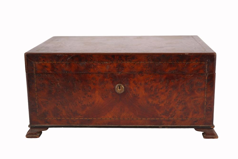Alfred Dunhill Amboyna Burl Humidor. Item/Description: High-quality Amboyna burl veneer humidor 