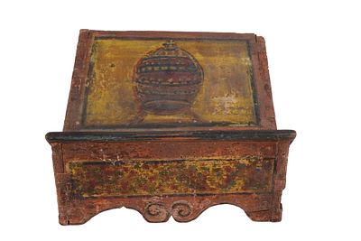 19th Century Carved Polychrome Missal Stand. Item/Description: Hand carved and painted wood 