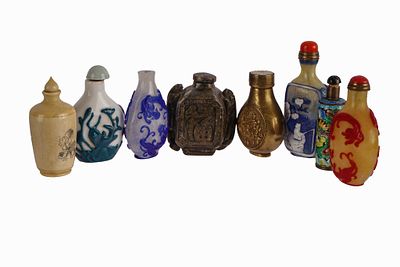 Assorted Collection of Chinese Snuff Bottles. Item/Description: Large collection of eight 