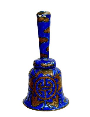 Chinese Colbalt Cloisonne Hand Bell. Item/Description: Chinese export-ware hand bell, finished 