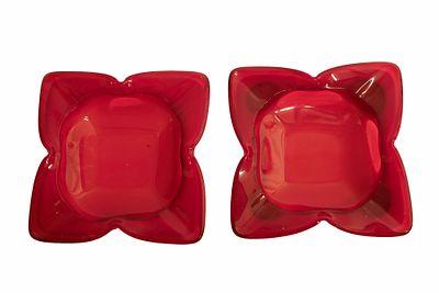 Pair of MCM Sasaki Japanese Art Glass Ashtrays. Item/Description: Pair of Sasaki mid-century 