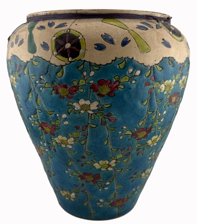 Japanese Totai Shippo Vase. Item/Description: Japanese Totai Shippo (cloisonne-on-ceramic) vase. 