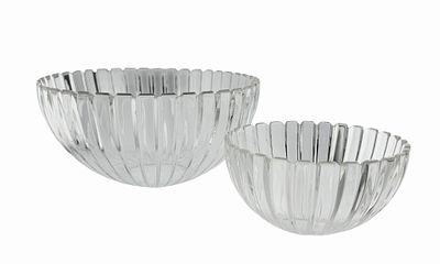 Vintage Tiffany & Co. Clear Crystal Ribbed Bowls. Item/Description: Pair of nesting vintage 