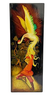 Kuznetsov - Fedoskino Russian Lacquer Painting. Item/Description: "Firebird", a traditional 