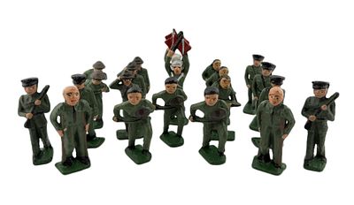 1930s Manoil Hollow-Cast Lead Toy Soldiers. Item/Description: Group of 21 interwar-era military 