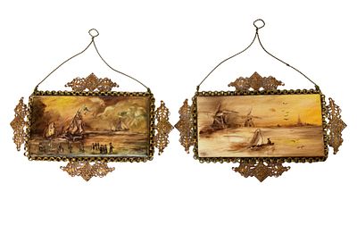 Antique Miniature Maritime Porcelain Paintings. Item/Description: Antique miniature maritime 