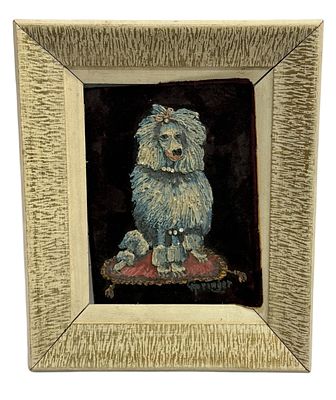 Springer Signed Kitsch Poodle Impasto Painting. Item/Description: Original "sculptured painting" 