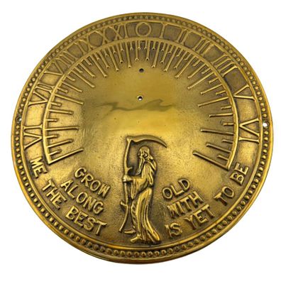 Cast Brass "Old Father Time" Garden Sundial. Item/Description: Outdoor horizontal garden sundial 
