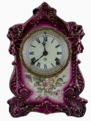 Antique Ansonia Royal Bonn Porcelain Mantel Clock. Item/Description: Late19th-century 