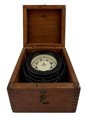 Early 20th c. Maritime Gimbaled Ship's Compass. Item/Description: Maritime navigational compass 