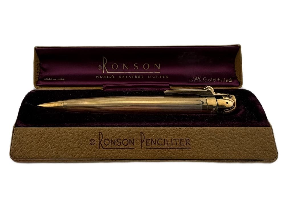 Ronson Penciliter 14K GF Dual Pencil & Lighter. Item/Description: Second-generation Ronson 