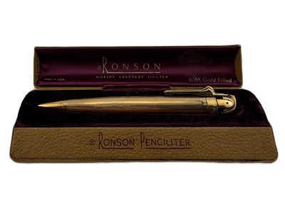 Ronson Penciliter 14K GF Dual Pencil & Lighter. Item/Description: Second-generation Ronson 