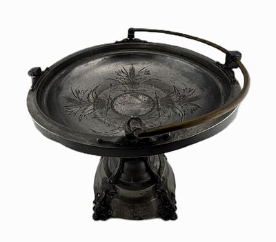 Victorian Silver-Plated Bride's Basket Base. Item/Description: Antique Victorian silver-plated 