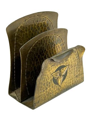 Arts & Crafts Hammered Brass Letter Rack. Item/Description: Roycroft Arts &amp; Crafts 