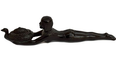 1920s Ronson Art Deco Egyptian Incense Burner. Item/Description: American Art Deco patinated 