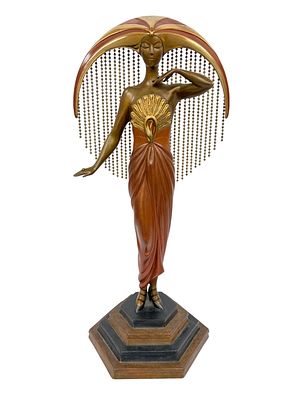 Erte - Le Soleil Art Deco Bronze Sculpture. Item/Description: Art Deco cold-painted bronze 