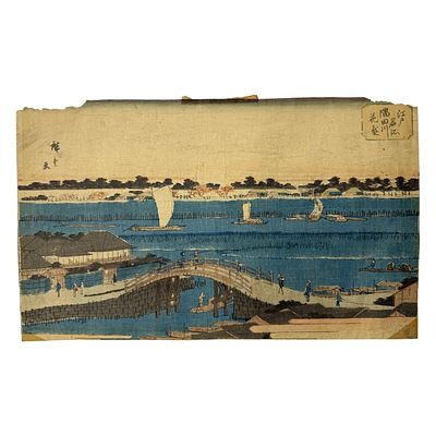 Utagawa Hiroshige - Sumida River Woodblock. Item/Description: Edo-period Japanese ukiyo-e 