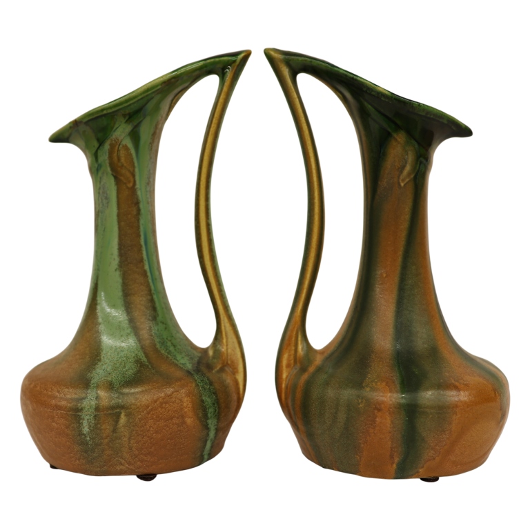 Thulin Art Nouveau Drip Glaze Pitcher Pair