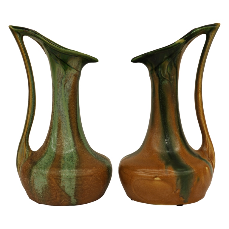 Thulin Art Nouveau Drip Glaze Pitcher Pair
