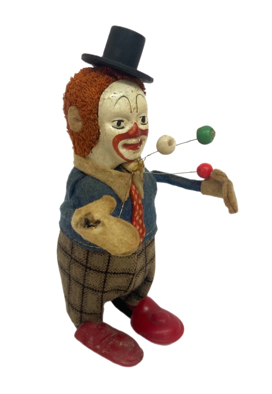 German Wind-Up Schuco Clown Juggler Toy with Key