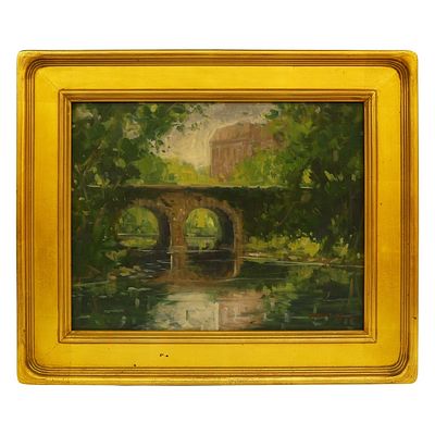 Robert Schneider - Bronx River Oil Painting. Item/Description: Original landscape oil painting 