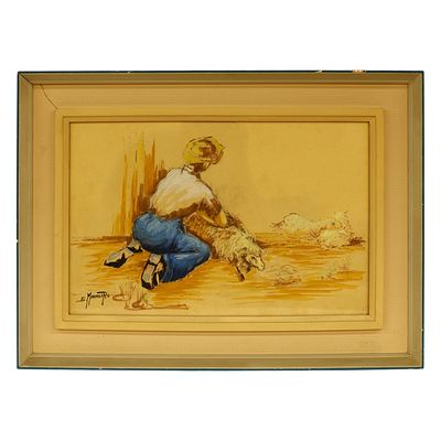 Benish Mininberg - Rural Scene, Israeli Art. Item/Description: Original oil painting features 