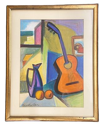 Simon Samsonian - Modernist / Cubist Still Life. Item/Description: Original mid-century 