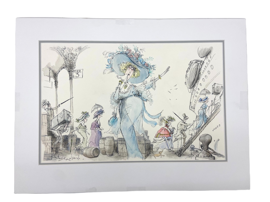 Ronald Searle - Pier Scene Satirical Illustration