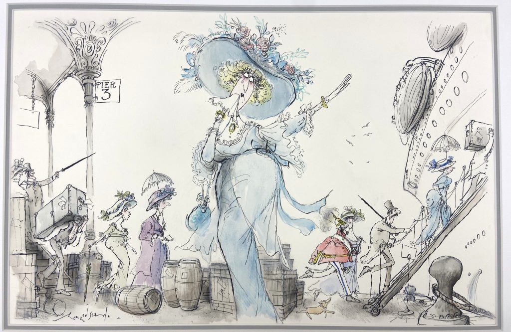 Ronald Searle - Pier Scene Satirical Illustration